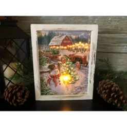 Christmas Central 10" White And Brown LED Lighted Christmas Tree Farm Rectangular Shadow Box Decoration -Christmas Central dglow a1002 3 62145.1587645048