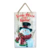 Christmas Central White And Red Snowman Printed Rectangular Christmas Wall Sign With Rope Hanger 10" X 6" -Christmas Central dglow a1005 01 30439.1587645048