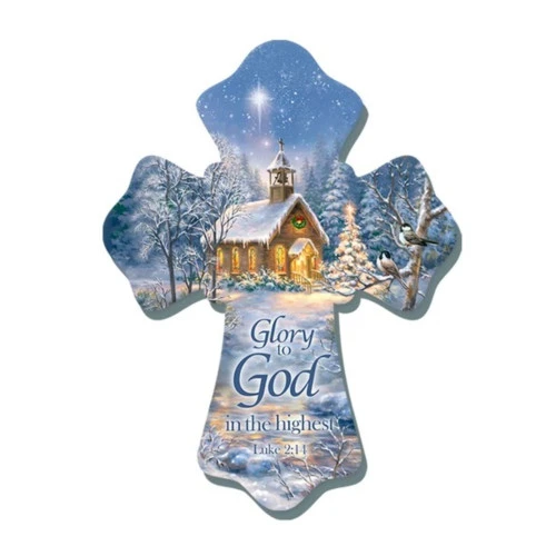 Christmas Central 8" Blue And Brown Chapel In The Snow Biblical Quoted Wall Cross 3 Christmas Central 8" Blue And Brown Chapel In The Snow Biblical Quoted Wall Cross