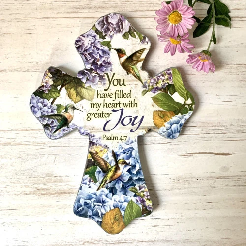 Christmas Central 8" Purple And Green Humming Birds Biblical Quoted Wall Cross 4 Christmas Central 8" Purple And Green Humming Birds Biblical Quoted Wall Cross - Image 2