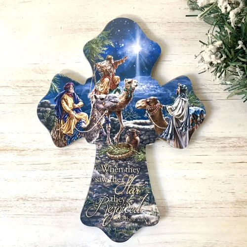 Christmas Central 8" Brown And Green Wise Men Biblical Quoted Wall Cross 4 Christmas Central 8" Brown And Green Wise Men Biblical Quoted Wall Cross - Image 2