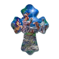 Christmas Central 8" Brown And Green Wise Men Biblical Quoted Wall Cross