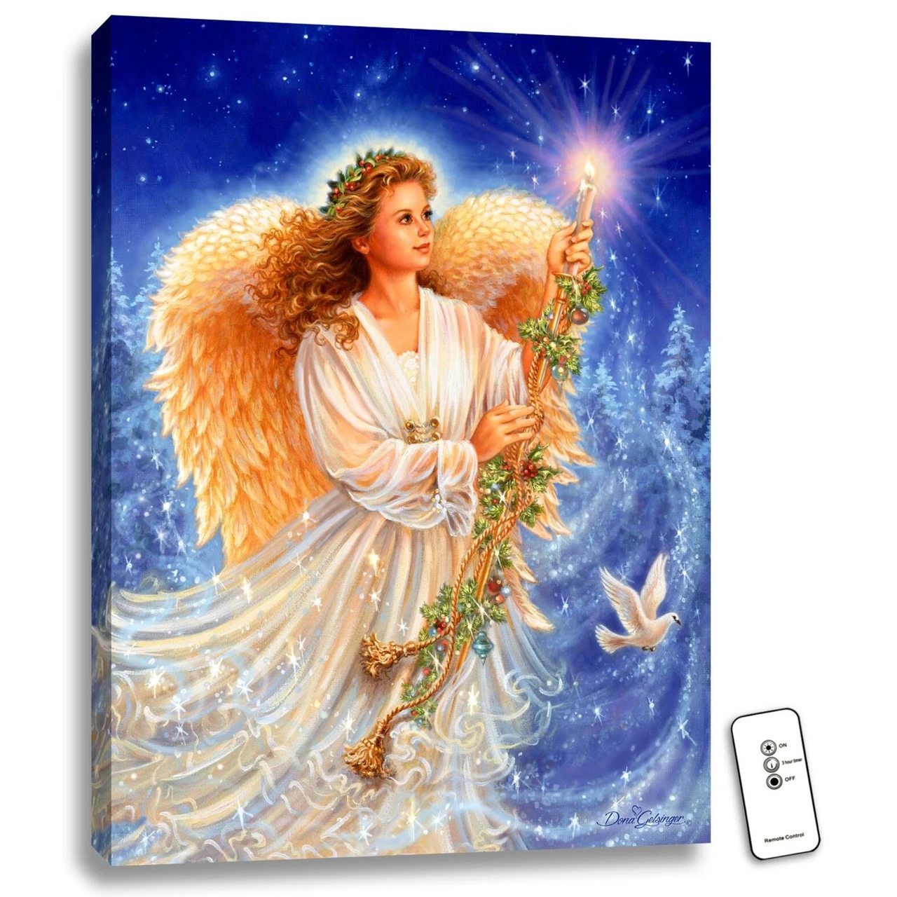 Christmas Central Blue And Cream White Stardust Angel LED Backlit Rectangular Wall Art With Remote Control 24" X 18" 2 Christmas Central Blue And Cream White Stardust Angel LED Backlit Rectangular Wall Art With Remote Control 24" X 18"