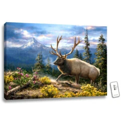 Christmas Central 18" X 24" Brown And Green Siskiyou Bluff Backlit LED Wall Art With Remote Control
