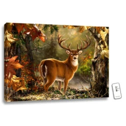 Christmas Central 18" X 24" Green And Brown Whitetail Backlit LED Wall Art With Remote Control