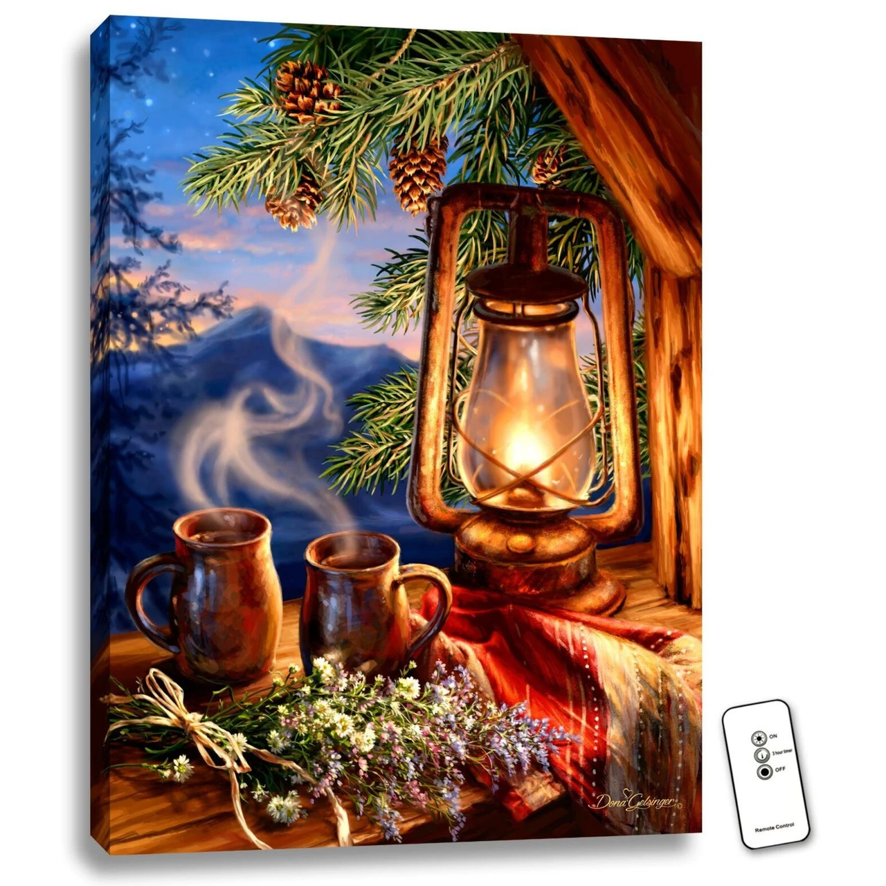 Christmas Central 24" X 18" Blue And Green Morning Coffee Backlit LED Wall Art With Remote Control 3 Christmas Central 24" X 18" Blue And Green Morning Coffee Backlit LED Wall Art With Remote Control