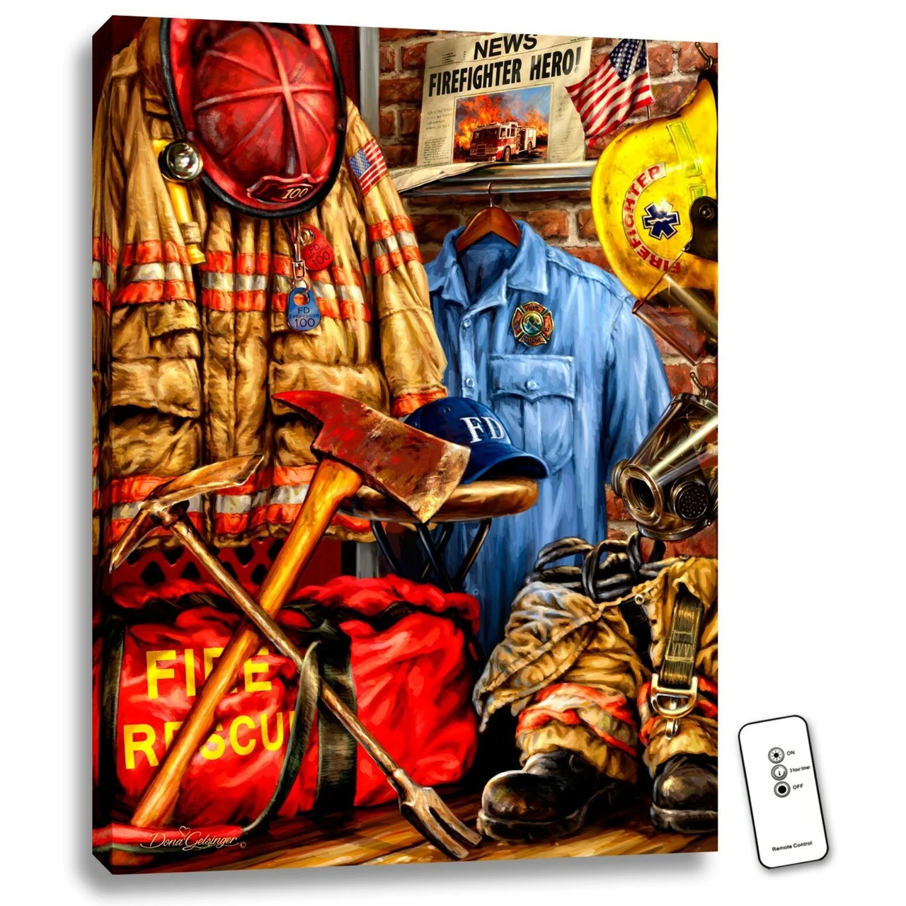 Christmas Central 24" X 18" Red And Blue Hometown Hero Firefighter Backlit LED Wall Art With Remote Control 3 Christmas Central 24" X 18" Red And Blue Hometown Hero Firefighter Backlit LED Wall Art With Remote Control