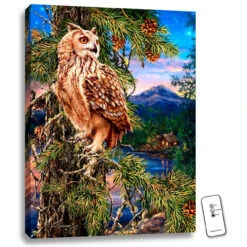 Christmas Central 24" X 18" Green And Brown Wisdom Of The Woods Backlit LED Wall Art With Remote Control