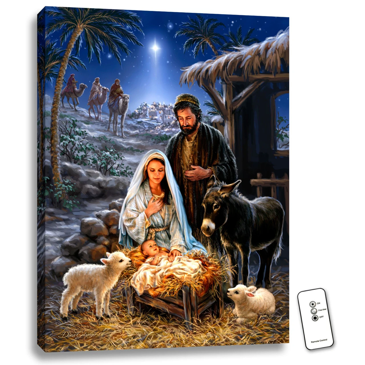 Christmas Central 24" X 18" Blue And Black Savior's Birth Back-lit Wall Art With Remote Control 3 Christmas Central 24" X 18" Blue And Black Savior's Birth Back-lit Wall Art With Remote Control