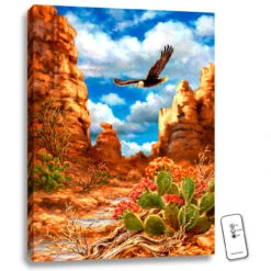 Christmas Central 24" X 18" Orange And Blue Red Rock Eagle Back-lit Wall Art With Remote Control
