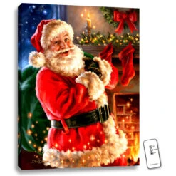 Christmas Central 24" X 18" Red And Green Santa Claus Back-lit Wall Art With Remote Control