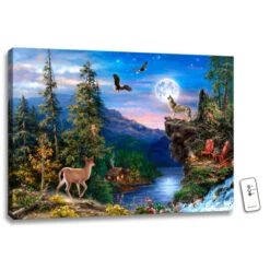 Christmas Central 18" X 24" Green And Blue Welcome To The Woods Back-lit Wall Art With Remote Control