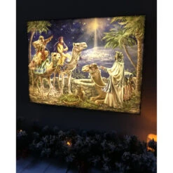 Christmas Central 18" X 24" Blue And Green The Magi Back-Lit Wall Art With Remote Control -Christmas Central dglow glow1907 03 87631.1599873104