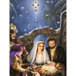 Christmas Central 10" Blue And Ivory The Nativity Embellished Pizazz Wall Art -Christmas Central dglow p1201 3 09257.1587644030
