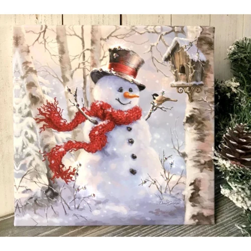 Christmas Central 10" X 10" White And Red Birch Forest Snowman Embellished Pizazz Wall Art 3 Christmas Central 10" X 10" White And Red Birch Forest Snowman Embellished Pizazz Wall Art