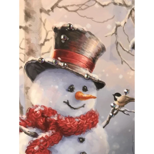 Christmas Central 10" X 10" White And Red Birch Forest Snowman Embellished Pizazz Wall Art 5 Christmas Central 10" X 10" White And Red Birch Forest Snowman Embellished Pizazz Wall Art - Image 3
