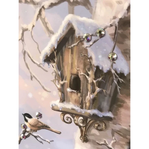 Christmas Central 10" X 10" White And Red Birch Forest Snowman Embellished Pizazz Wall Art 6 Christmas Central 10" X 10" White And Red Birch Forest Snowman Embellished Pizazz Wall Art - Image 4