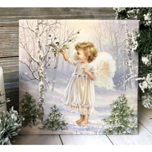 Christmas Central 10" X 10" White And Green Little Winter Blessings Embellished Pizazz Wall Art 3 Christmas Central 10" X 10" White And Green Little Winter Blessings Embellished Pizazz Wall Art - Image 2