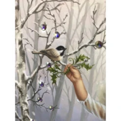 Christmas Central 10" X 10" White And Green Little Winter Blessings Embellished Pizazz Wall Art