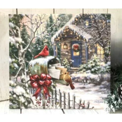 Christmas Central 10" X 10" White And Brown Cardinal Cottage Embellished Pizazz Wall Art