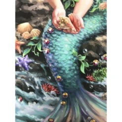 Christmas Central Blue And White Mermaid Princess With Swarovski Crystals Square Pizazz Wall Art Decor 10" X 10" 9 Christmas Central Blue And White Mermaid Princess With Swarovski Crystals Square Pizazz Wall Art Decor 10" X 10" -Christmas Central dglow p1706 4 95497.1587644091