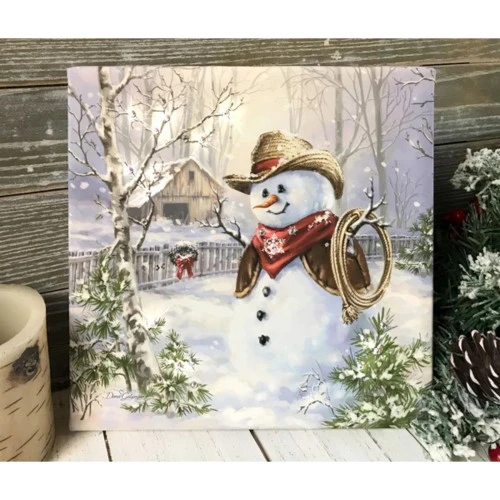 Christmas Central White And Brown Cowboy Frosty Pizazz Print Framed Christmas Wall Decor 10" X 10" 4 Christmas Central White And Brown Cowboy Frosty Pizazz Print Framed Christmas Wall Decor 10" X 10" - Image 2