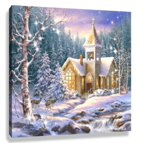 Christmas Central White And Brown Christmas Chapel Pizazz Print Framed Wall Decor 10" X 10" 4 Christmas Central White And Brown Christmas Chapel Pizazz Print Framed Wall Decor 10" X 10" - Image 2