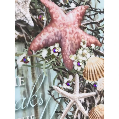 Christmas Central Blue And Green Coastal Wreath Pizazz Print Framed Wall Decor 10" X 10" 4 Christmas Central Blue And Green Coastal Wreath Pizazz Print Framed Wall Decor 10" X 10" - Image 2