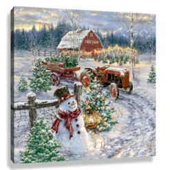 Christmas Central White And Red Tree Farm Pizazz Print Framed Christmas Wall Decor 10" X 10"