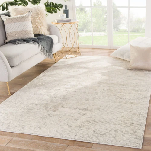 Christmas Central 5' X 7.5' Ivory And Smoke Gray Modern Rectangular Area Throw Rug 5 Christmas Central 5' X 7.5' Ivory And Smoke Gray Modern Rectangular Area Throw Rug - Image 3