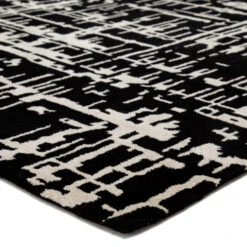 Christmas Central 9' X 12' Black And Cream White Trellis Handmade Rectangular Area Throw Rug 11 Christmas Central 9' X 12' Black And Cream White Trellis Handmade Rectangular Area Throw Rug -Christmas Central djri rug143938 2 72720.1664988807