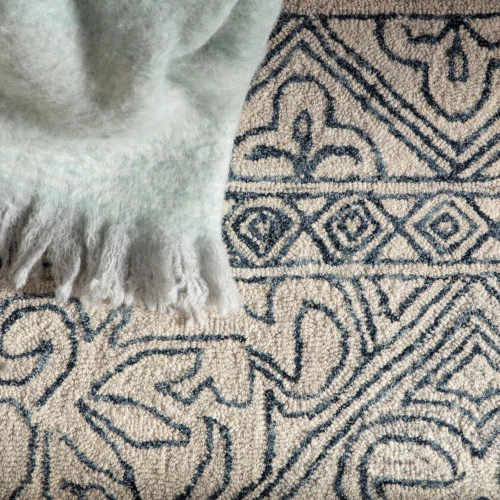 Christmas Central 5' X 8' Blue And Gray Carmen Hand Tufted Wool Area Throw Rug 5 Christmas Central 5' X 8' Blue And Gray Carmen Hand Tufted Wool Area Throw Rug - Image 3