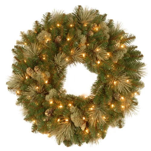 Christmas Central 24" Pre-Lit Carolina Pine Christmas Wreath With Battery Operated LED Lights 3 Christmas Central 24" Pre-Lit Carolina Pine Christmas Wreath With Battery Operated LED Lights