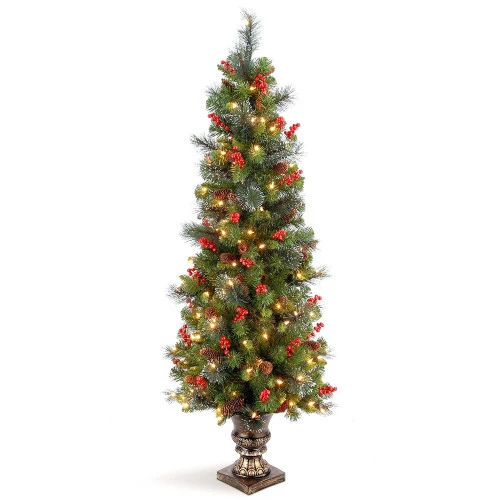 Christmas Central 5' Pre-lit Potted Crestwood Spruce Medium Artificial Christmas Tree – Clear Lights 3 Christmas Central 5' Pre-lit Potted Crestwood Spruce Medium Artificial Christmas Tree – Clear Lights