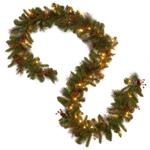 Christmas Central 9' X 10" Pre-Lit Crestwood Spruce Artificial Christmas Garland - Clear Lights 4 Christmas Central 9' X 10" Pre-Lit Crestwood Spruce Artificial Christmas Garland - Clear Lights - Image 2
