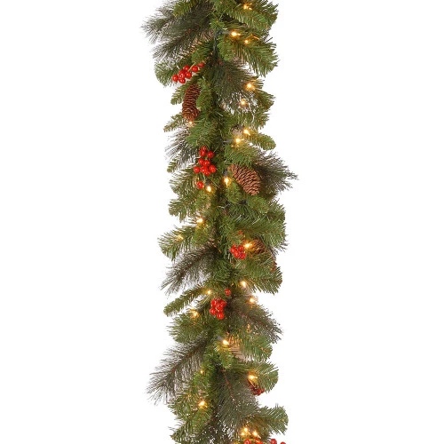 Christmas Central 9' X 10" Pre-Lit Crestwood Spruce Artificial Christmas Garland - Clear Lights 5 Christmas Central 9' X 10" Pre-Lit Crestwood Spruce Artificial Christmas Garland - Clear Lights - Image 3