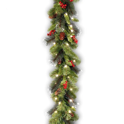 Christmas Central 9' X 10" Pre-Lit Crestwood Spruce Artificial Christmas Garland - Clear Lights 3 Christmas Central 9' X 10" Pre-Lit Crestwood Spruce Artificial Christmas Garland - Clear Lights
