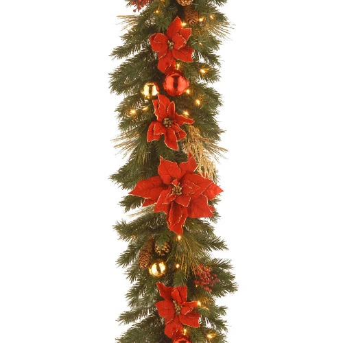 Christmas Central 9' X 12" Pre-Lit Decorative Home Spun Artificial Christmas Garland - Clear Lights 3 Christmas Central 9' X 12" Pre-Lit Decorative Home Spun Artificial Christmas Garland - Clear Lights
