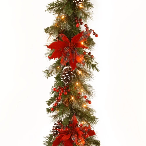 Christmas Central 9' X 12" Pre-Lit B/O LED Tartan Plaid Artificial Christmas Garland – Warm White Lights 3 Christmas Central 9' X 12" Pre-Lit B/O LED Tartan Plaid Artificial Christmas Garland – Warm White Lights