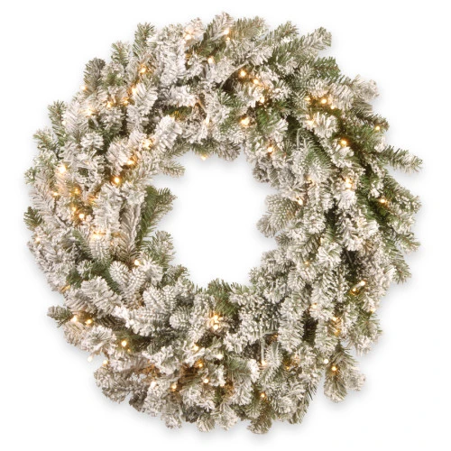 Christmas Central Pre-Lit Snowy Sheffield Spruce Artificial Christmas Wreath, 24-Inch, White LED Lights 3 Christmas Central Pre-Lit Snowy Sheffield Spruce Artificial Christmas Wreath, 24-Inch, White LED Lights