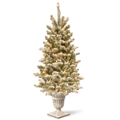 Christmas Central 4’ Pre-Lit Snowy Sheffield Spruce Artificial Christmas Tree, Clear Lights 3 Christmas Central 4’ Pre-Lit Snowy Sheffield Spruce Artificial Christmas Tree, Clear Lights