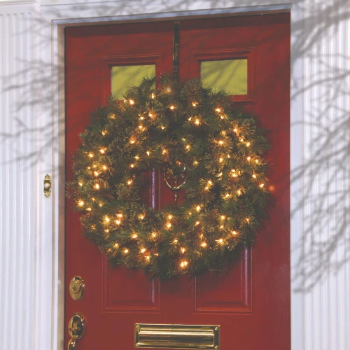 Christmas Central 24" Atlanta Spruce Artificial Christmas Wreath - Clear Lights 4 Christmas Central 24" Atlanta Spruce Artificial Christmas Wreath - Clear Lights - Image 2