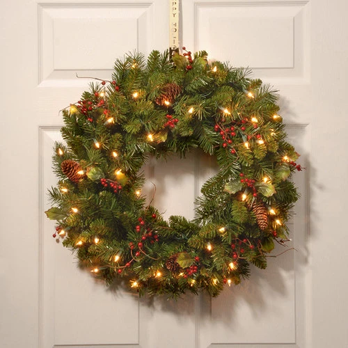 Christmas Central 24" Classical Collection Wreath With Clear Lights 4 Christmas Central 24" Classical Collection Wreath With Clear Lights - Image 2