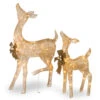 Christmas Central Set Of 2 LED Lighted Champagne Gold Fawn With Doe Outdoor Christmas Decoration 38"