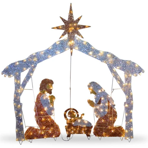 Christmas Central 72" White And Brown LED Lights Nativity Scene Christmas Tabletop Decor 3 Christmas Central 72" White And Brown LED Lights Nativity Scene Christmas Tabletop Decor
