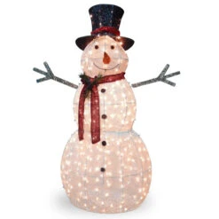 Christmas Central 60" White And Red Pre-Lit LED Snowman Outdoor Christmas Decoration