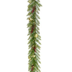 Christmas Central 9' X 10" Pre-Lit Glittery Gold Dunhill Artificial Christmas Garland – Warm White LED Lights