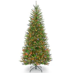 Christmas Central 7.5β Pre-lit Dunhill Fir Slim Artificial Christmas Tree β Multicolor Lights