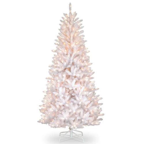 Christmas Central 7.5' Pre-lit Full White Iridescent Dunhill Fir Artificial Christmas Tree, Clear Lights 3 Christmas Central 7.5' Pre-lit Full White Iridescent Dunhill Fir Artificial Christmas Tree, Clear Lights