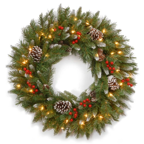 Christmas Central Pre-Lit Frosted Berry Artificial Christmas Wreath, 24-Inch, Clear Lights 3 Christmas Central Pre-Lit Frosted Berry Artificial Christmas Wreath, 24-Inch, Clear Lights